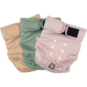Grecle Washable Female Dog Diaper, 3 Colors, Reusable, Medium - 12/15"  waist